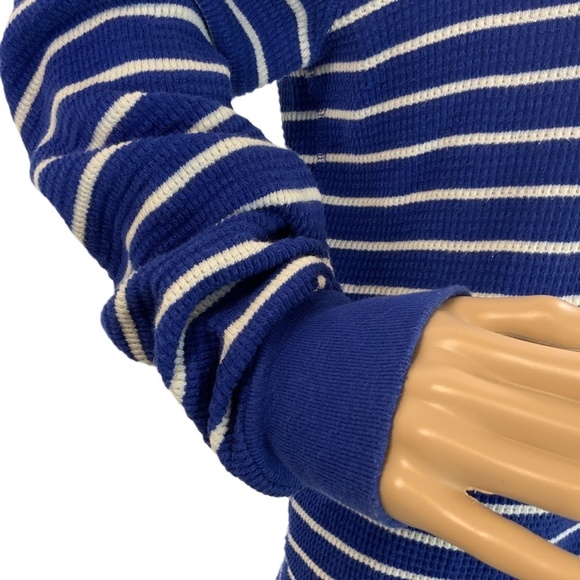 Polo By Ralph Lauren Blue White Striped Drawstring Hoodie Size Med Preppy Grunge - Picture 5 of 12